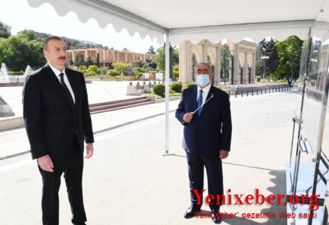 Prezident Bakıda yerüstü piyada keçidinin açılışında