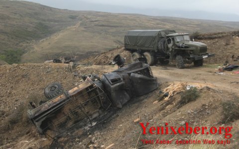Düşmənin tərk etdiyi minaatan batareyası və döyüş postları-