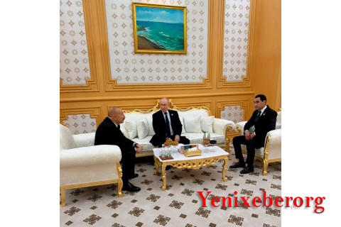 MDB dövlət başçıları görüşü çərçivəsində İlham Əliyev Vladimir Putin və Sərdar Berdiməhəmmədovla görüşüb