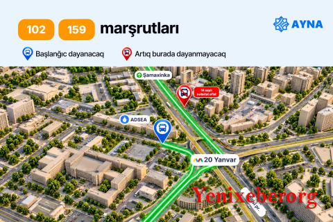 -"Şamaxinka" aralığındakı dayanacaqdan daha 4 marşrut çıxarılır